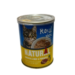 کنسرو نچرال گربه رویال کوکو با طعم مرغ و گوشت و آناناس 400گرمی